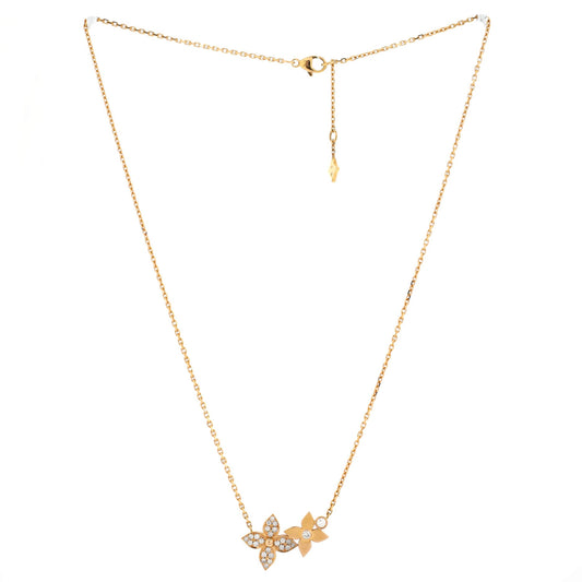 Louis Vuitton Star Blossom Double Pendant Necklace 18K Rose Gold and Diamonds