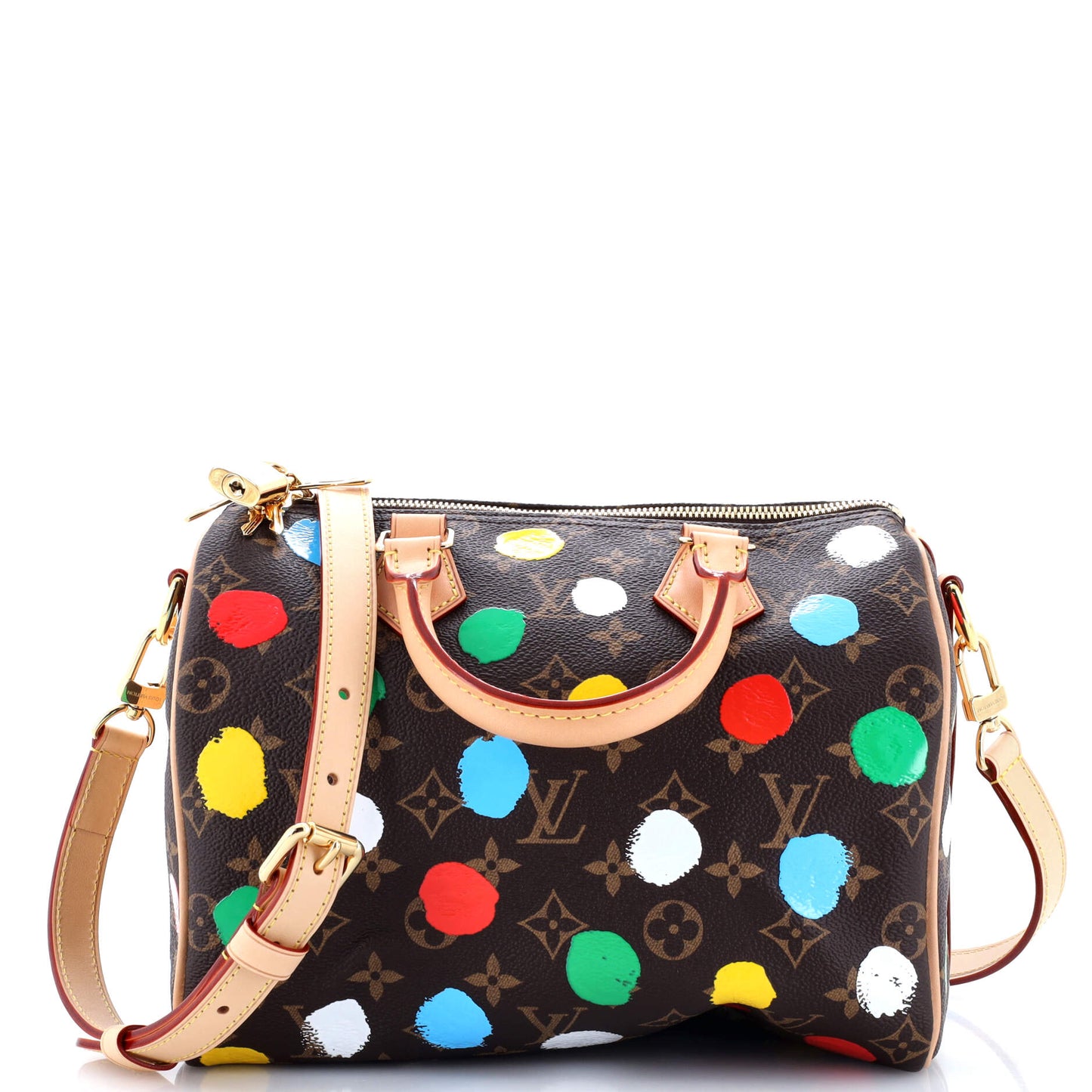 Louis Vuitton Speedy Bandouliere Bag Yayoi Kusama Painted Dots Monogram Canvas 25