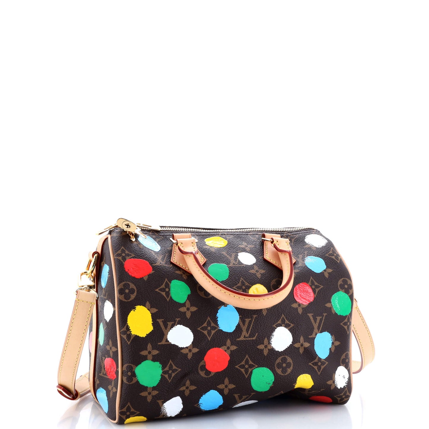 Louis Vuitton Speedy Bandouliere Bag Yayoi Kusama Painted Dots Monogram Canvas 25