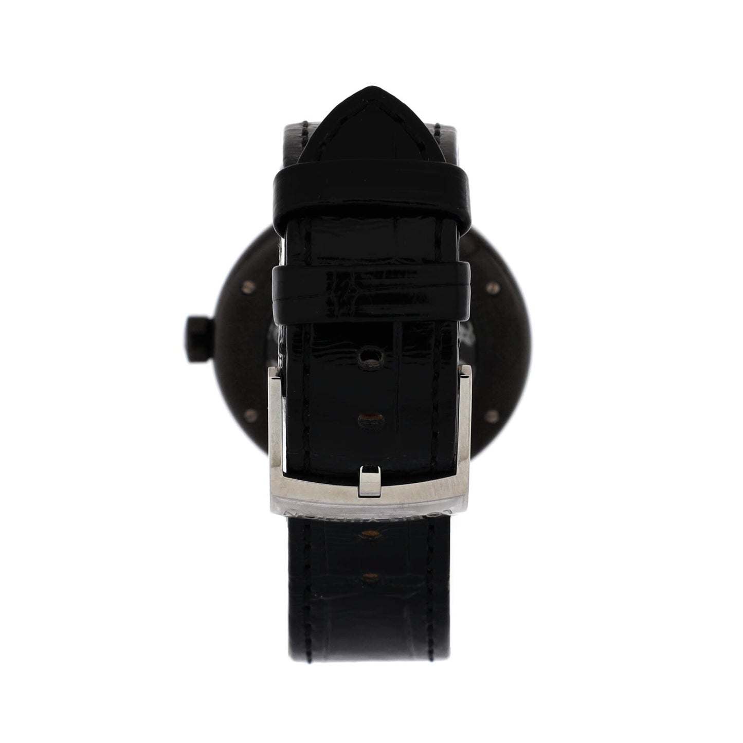 Louis Vuitton Tambour All Black Quartz Watch PVD Coated Stainless Steel and Alligator with Diamond Markers 34