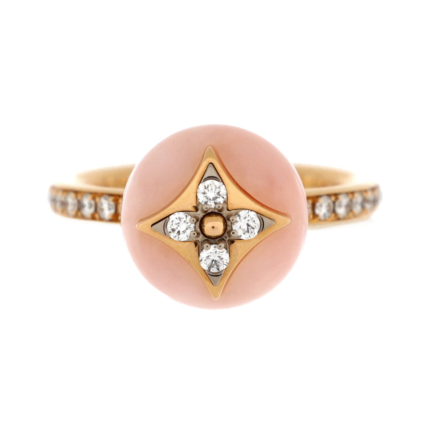 Louis Vuitton B Blossom Ring 18K Rose Gold and 18K White Gold with Pink Opal and Diamonds