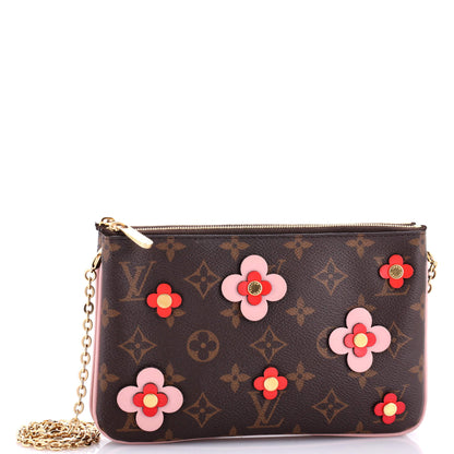 Louis Vuitton Double Zip Pochette Limited Edition Blooming Flowers Monogram Canvas