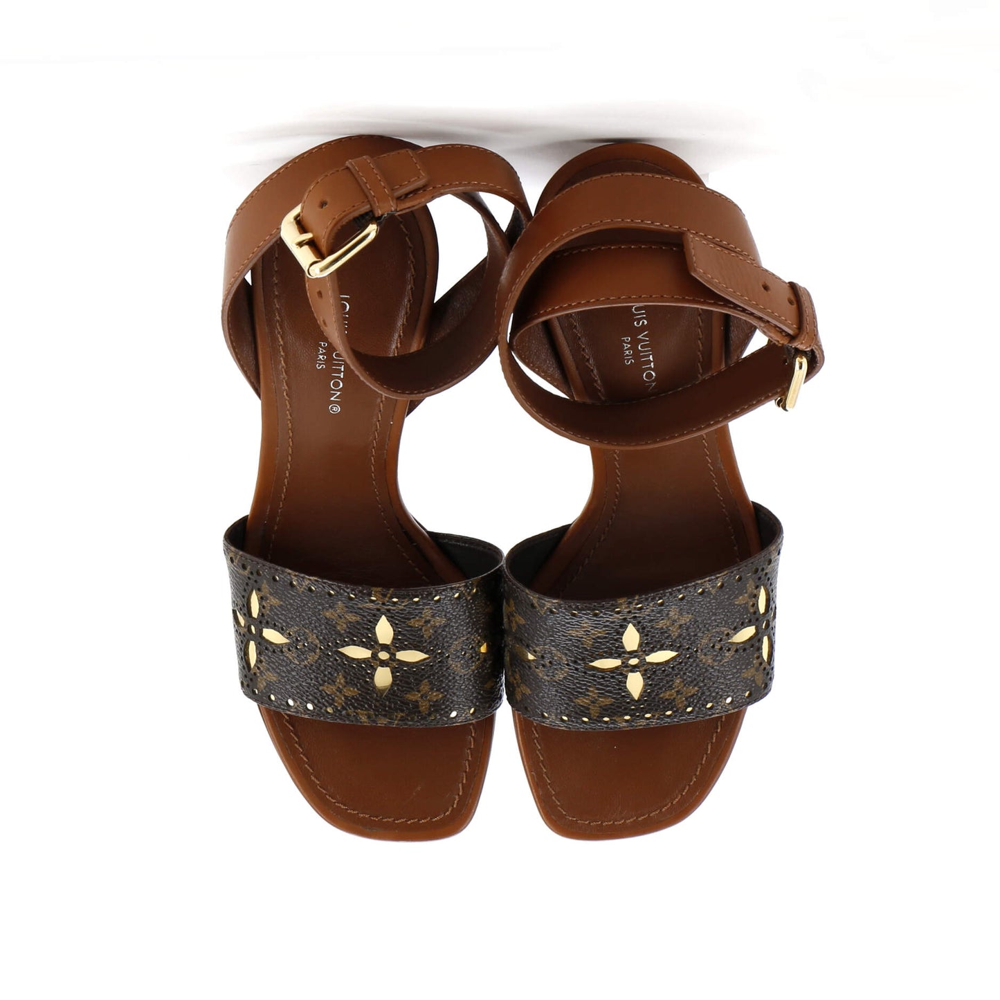 Louis Vuitton Women's Silhouette Heeled Sandals Leather with Monogram Canvas