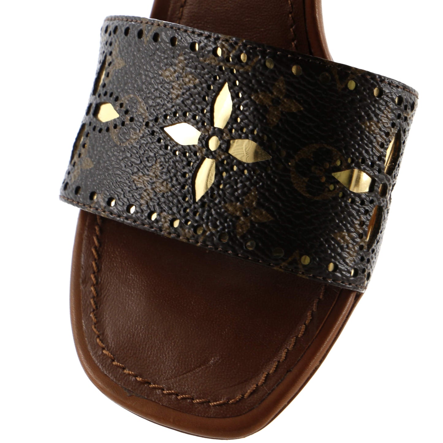 Louis Vuitton Women's Silhouette Heeled Sandals Leather with Monogram Canvas