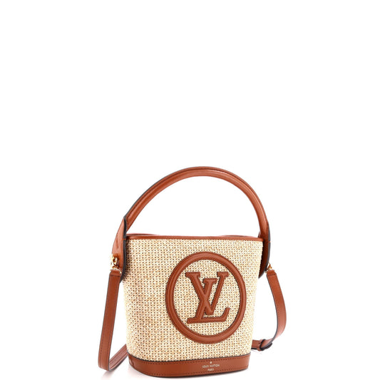 Louis Vuitton Petit Bucket NM Bag Raffia with Leather