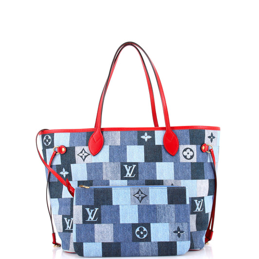 Louis Vuitton Neverfull Tote Damier and Monogram Patchwork Denim MM