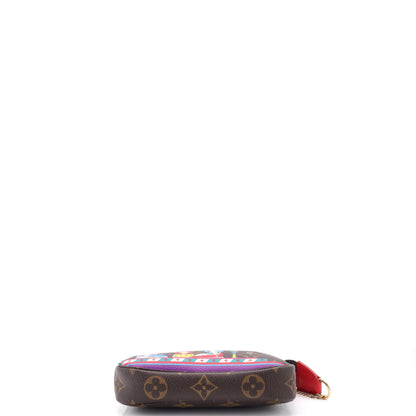 Louis Vuitton Pochette Accessoires Limited Edition Vivienne Xmas Monogram Canvas Mini