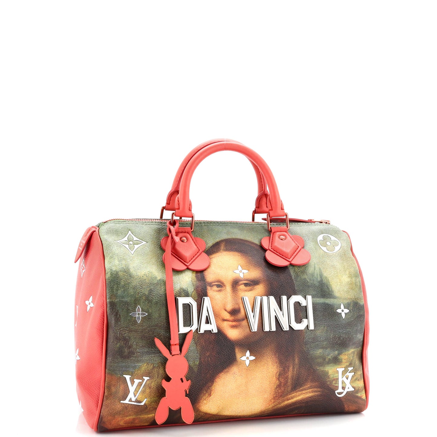 Louis Vuitton Speedy Handbag Limited Edition Jeff Koons Da Vinci Print Canvas 30
