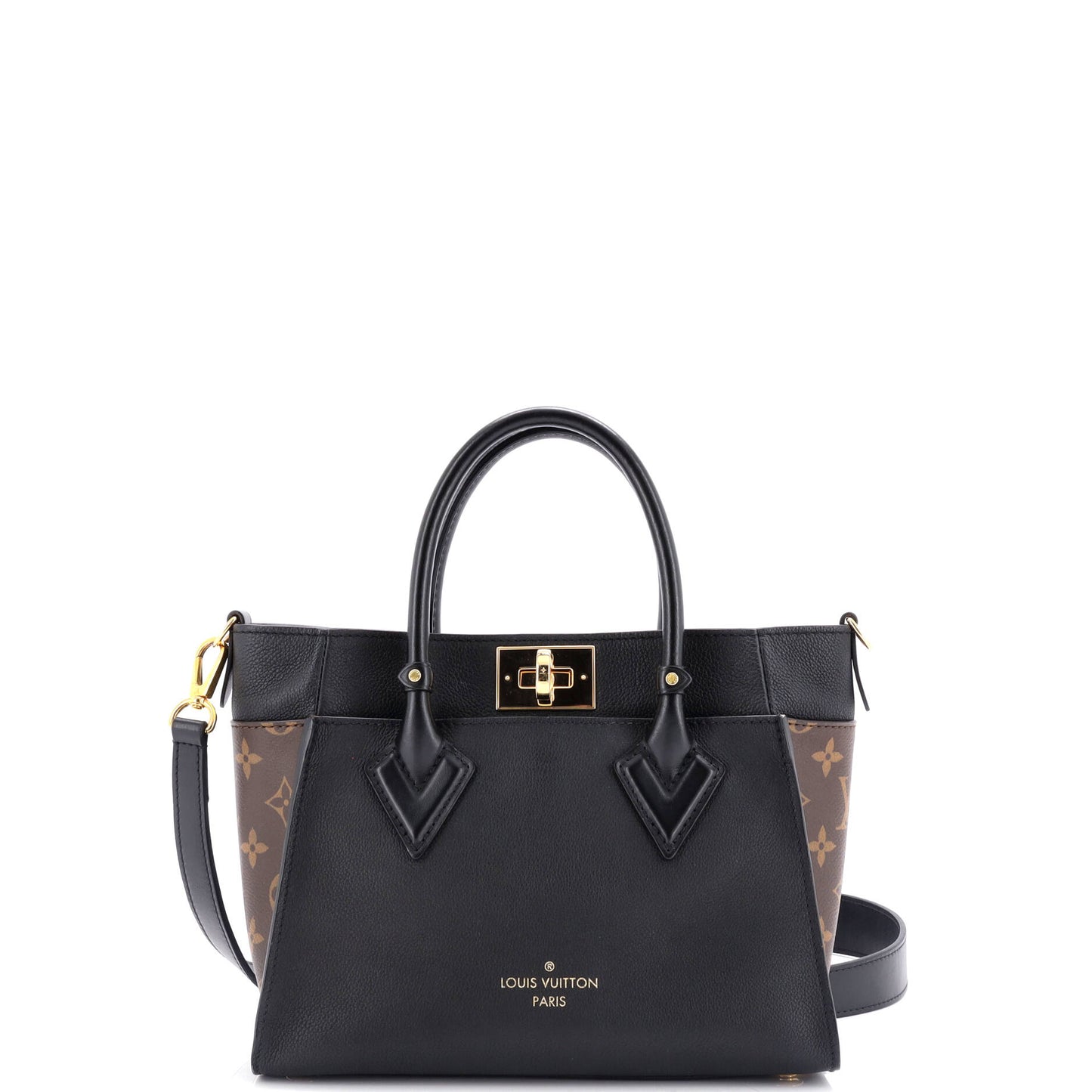 Louis Vuitton On My Side Tote Leather with Monogram Canvas PM
