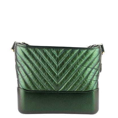 Chanel Gabrielle Medium Chevron Metallic Leather Hobo Bag