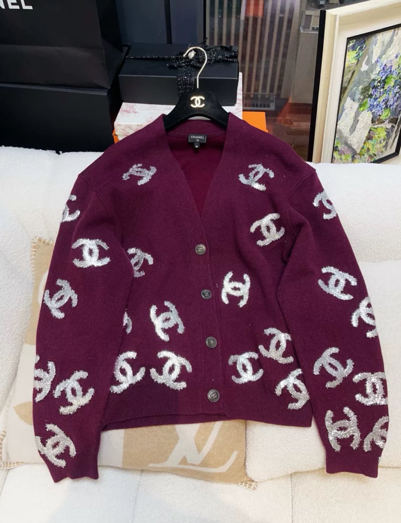 CHANEL 22A Bordeaux Cashmere Cardigan