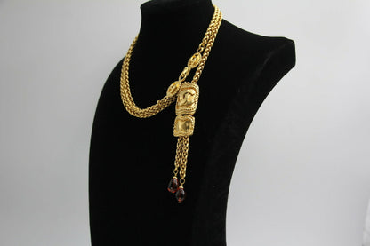 Chanel Vintage 1996 Gripoix Red Bead Gold-plated Long Necklace/Stacked Necklace/Waist Chain