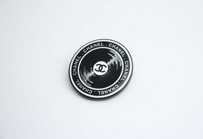 Chanel Vintage 04P Resin Black Disc Dynamic Brooch
