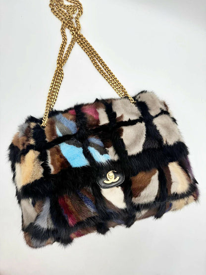 Chanel Vintage 2001 Mink Fur Maxi Flap Bag