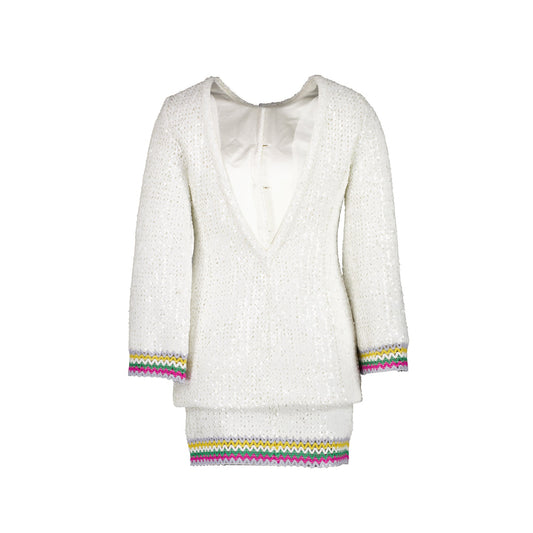 Chanel Size 34 22S Sequins Jacket and Skirt Suit Cotton/Polyester White/Multicolour