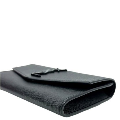 YVES SAINT LAURENT Flap Chain Grain De Poudre Leather Crossbody Bag Black