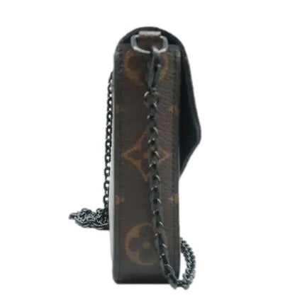 LOUIS VUITTON Pochette Felicie Monogram Canvas Wild Animal Chain Crossbody Bag Brown