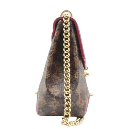 LOUIS VUITTON Caissa Chain Damier Ebene Clutch Shoulder Bag Brown