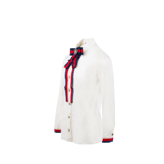 Gucci size 40 cotton poplin shirt / top white/ multicolor