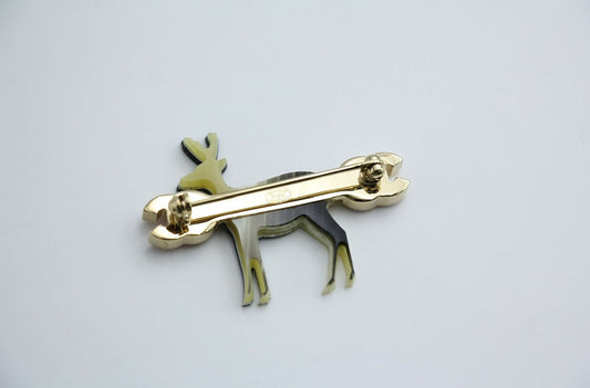 Chanel Vintage 01A Metal Dark Green Gradient Deer Brooch