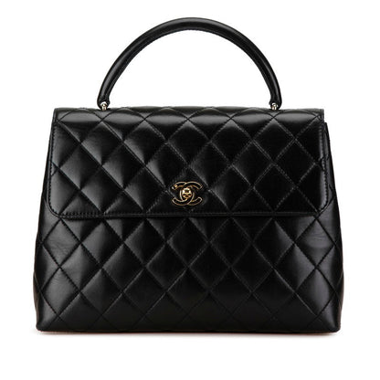 Chanel Matelasse Coco Mark Top Handle Flap Bag Lambskin Shoulder Bag