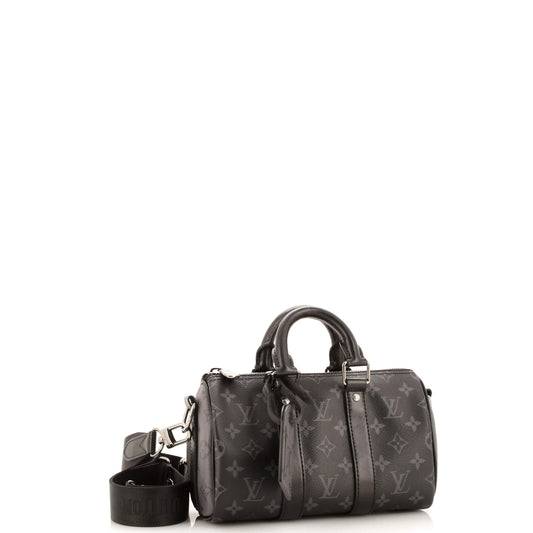 Louis Vuitton Keepall Bandouliere Bag Reverse Monogram Eclipse Canvas 25