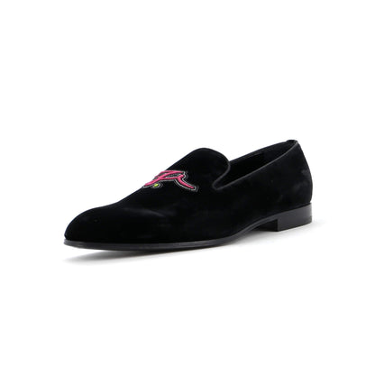 Louis Vuitton Men's Logo Loafers Embroidered Velvet