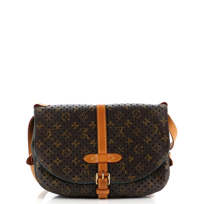 Louis Vuitton Flore Saumur Handbag Perforated Monogram Canvas
