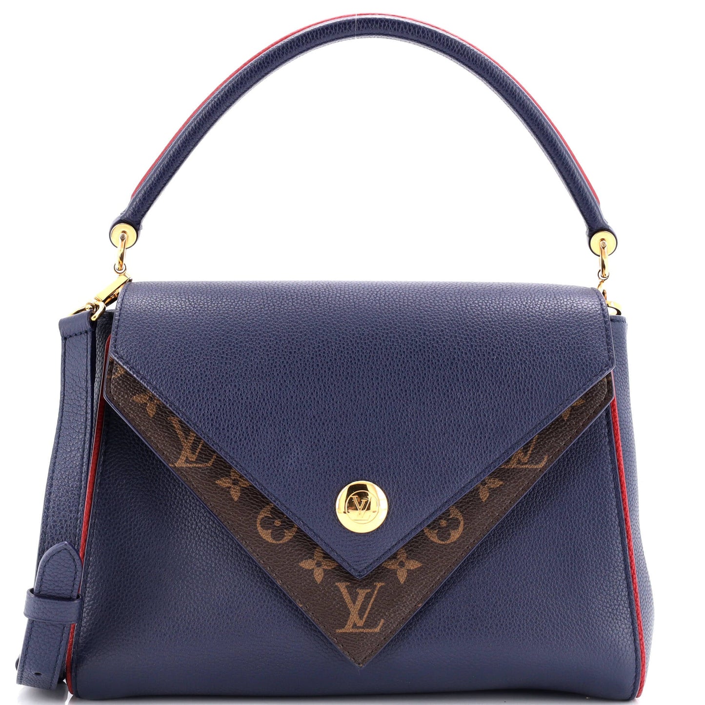 Louis Vuitton Double V Handbag Calfskin with Monogram Canvas
