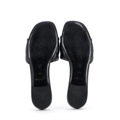 Louis Vuitton Women's Revival Flat Mule Sandals Monogram Embossed Leather