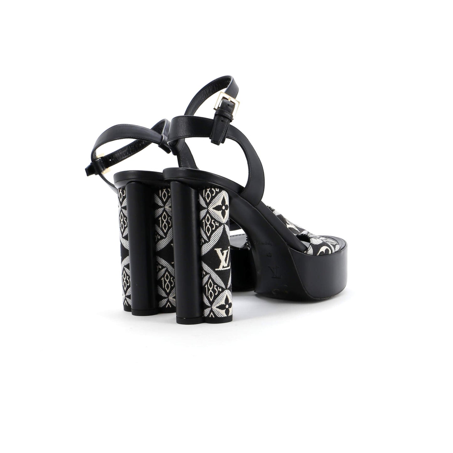 Louis Vuitton Women's Podium Platform Heeled Sandals Limited Edition Since 1854 Monogram Jacquard