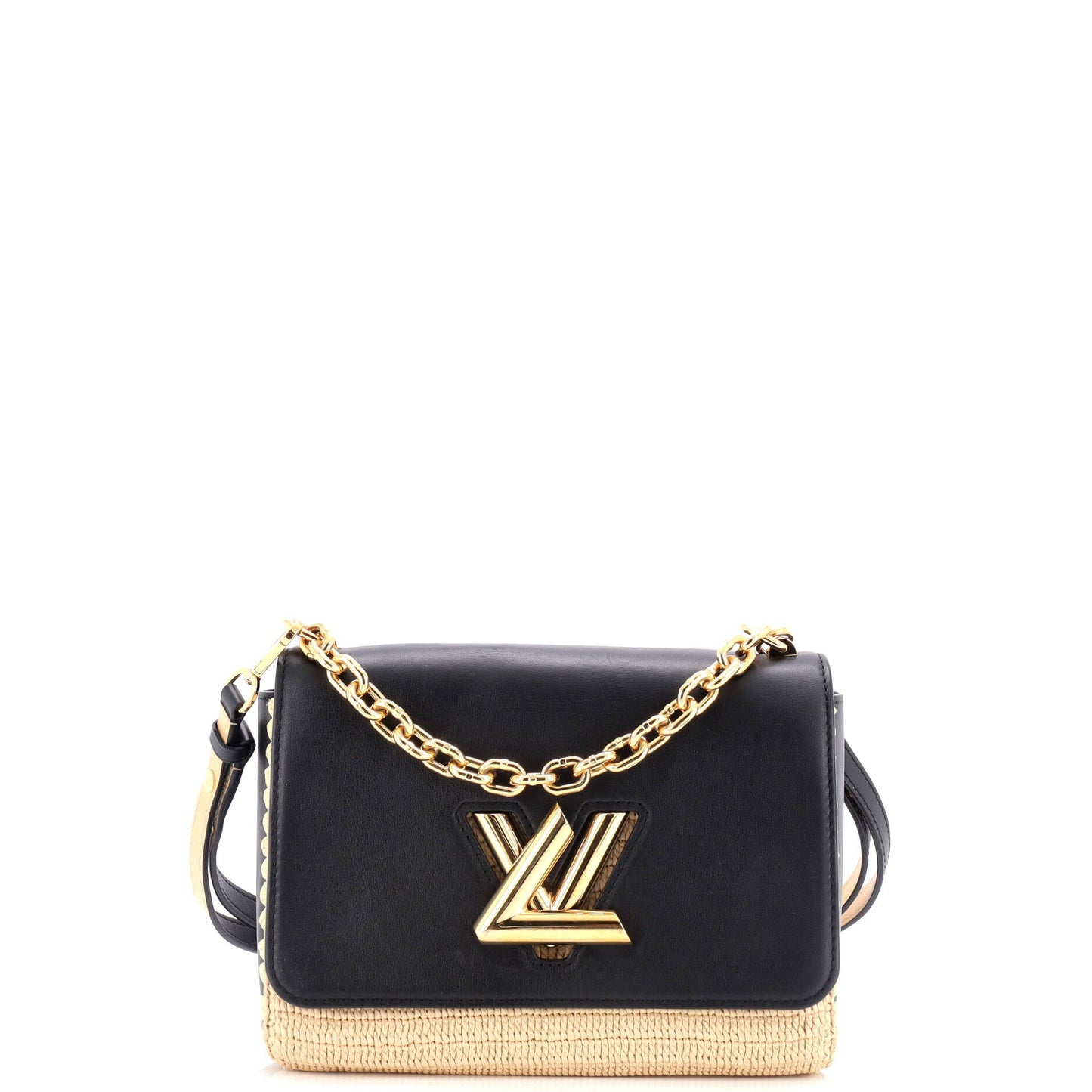 Louis Vuitton Twist Convertible Handbag Leather and Raffia MM