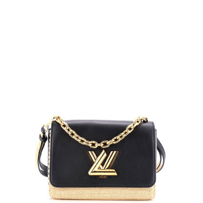 Louis Vuitton Twist Convertible Handbag Leather and Raffia MM