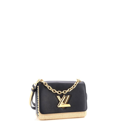 Louis Vuitton Twist Convertible Handbag Leather and Raffia MM