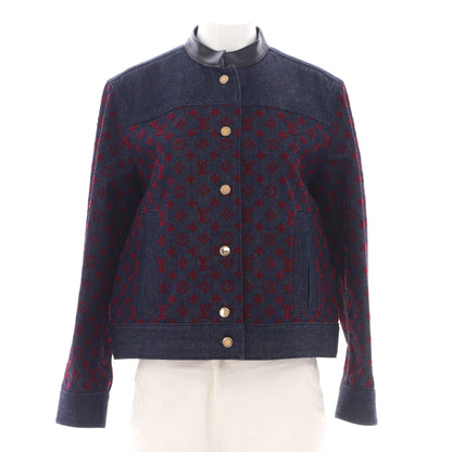 Louis Vuitton Women's Flocked Button Up Jacket Monogram Denim and Leather