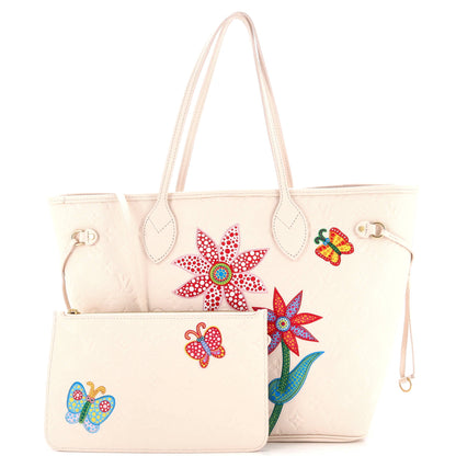 Louis Vuitton Neverfull NM Tote Yayoi Kusama Flowers Monogram Empreinte Leather MM