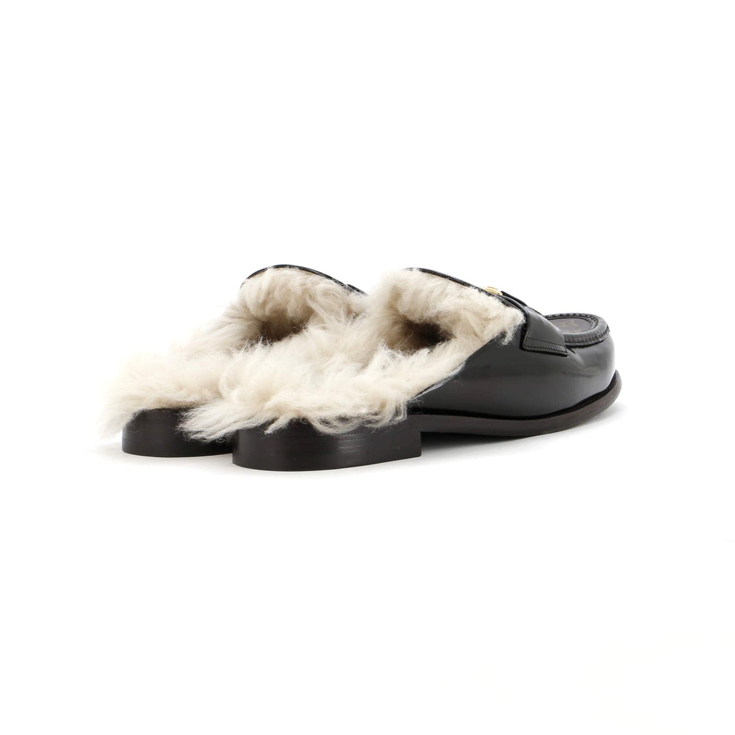 Louis Vuitton Men's Major Open Back Loafers Monogram Canvas with Shearling
