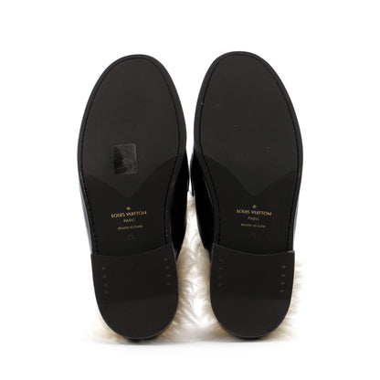 Louis Vuitton Men's Major Open Back Loafers Monogram Canvas with Shearling