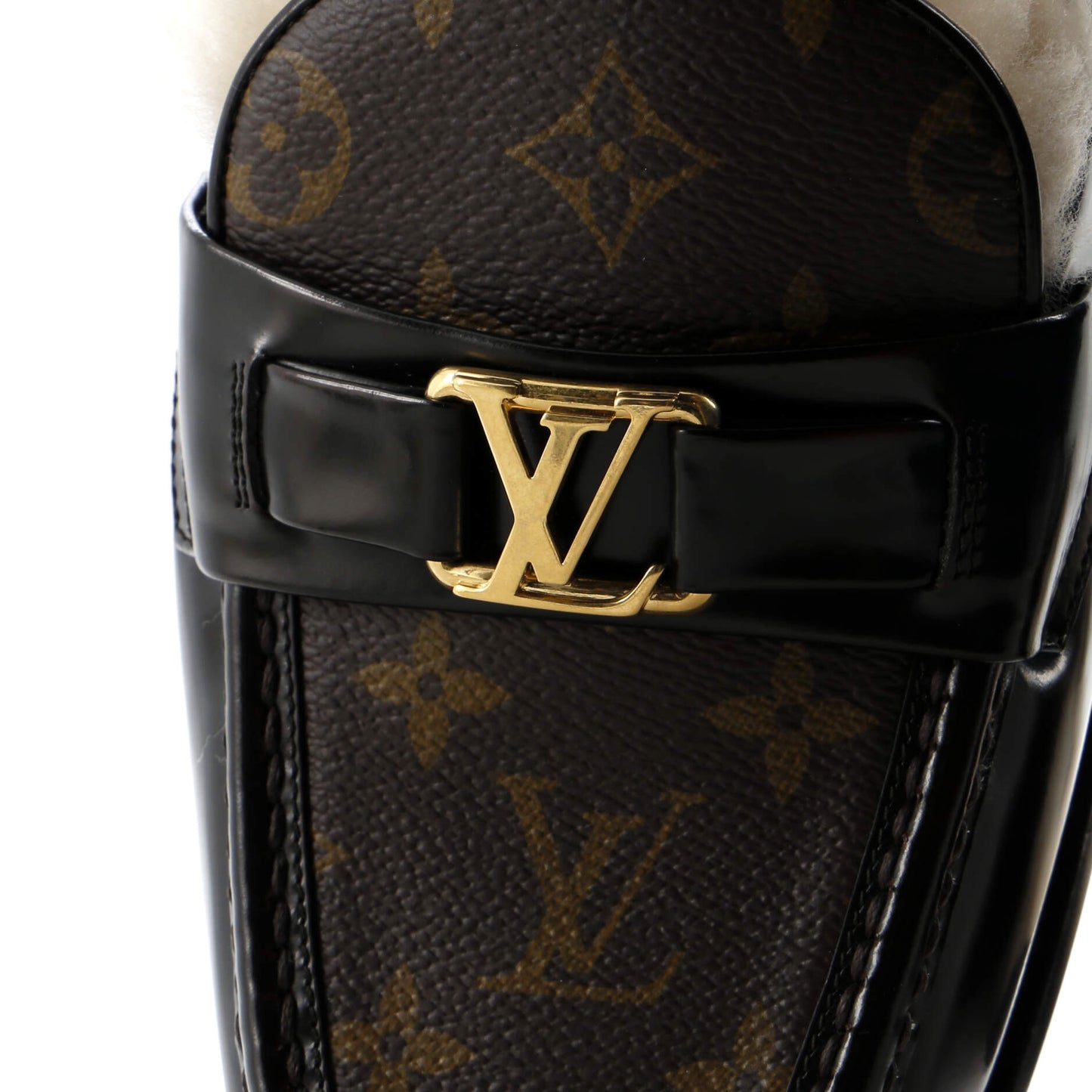 Louis Vuitton Men's Major Open Back Loafers Monogram Canvas with Shearling