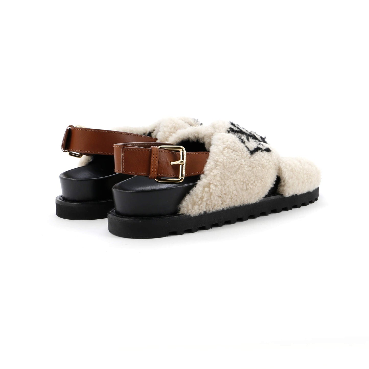 Louis Vuitton Women's Paseo Comfort Slide Slingback Sandals Shearling with Leather