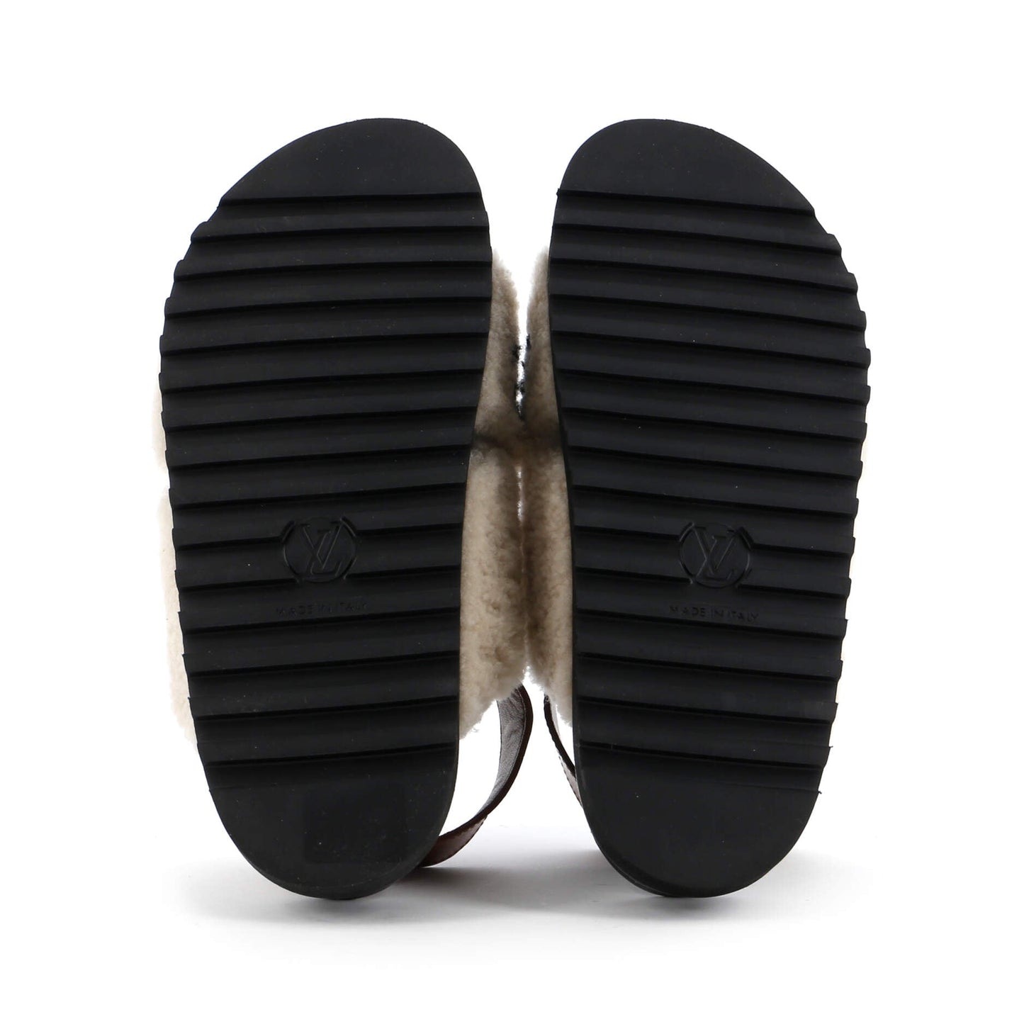 Louis Vuitton Women's Paseo Comfort Slide Slingback Sandals Shearling with Leather