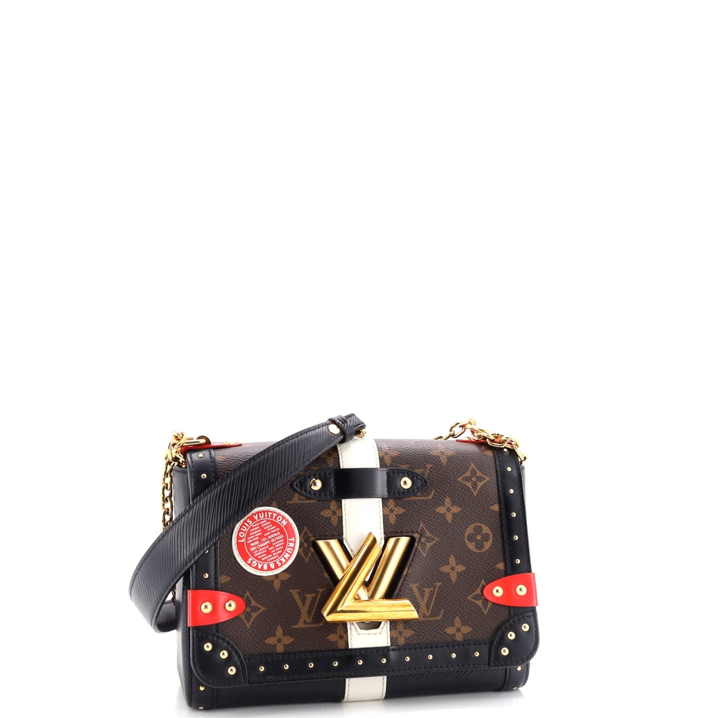 Louis Vuitton Twist Handbag Studded Epi Leather and Monogram Canvas MM