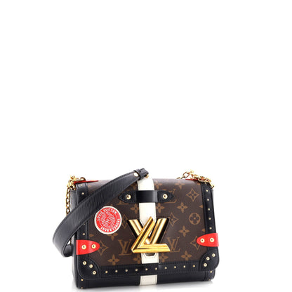 Louis Vuitton Twist Handbag Studded Epi Leather and Monogram Canvas MM