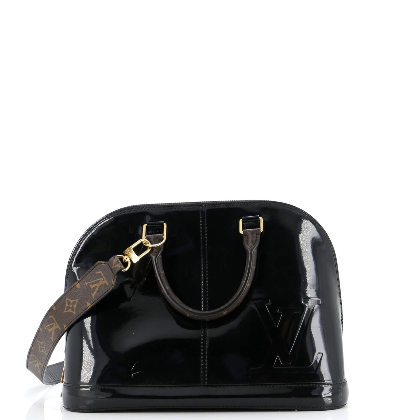 Louis Vuitton Alma Handbag Vernis with Monogram Canvas PM