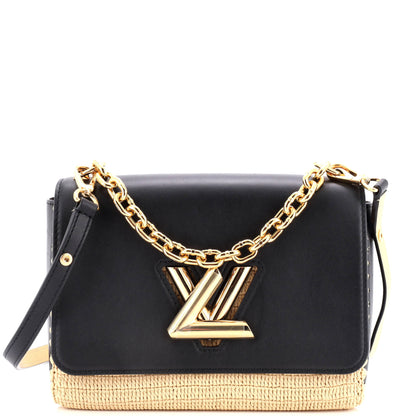 Louis Vuitton Twist Convertible Handbag Leather and Raffia MM