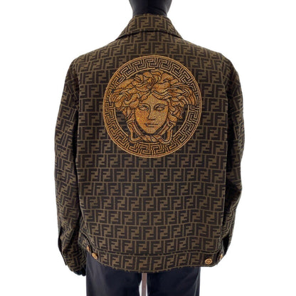 Fendi Polyester/Cotton Fendace Jacquard Blazer Jacket