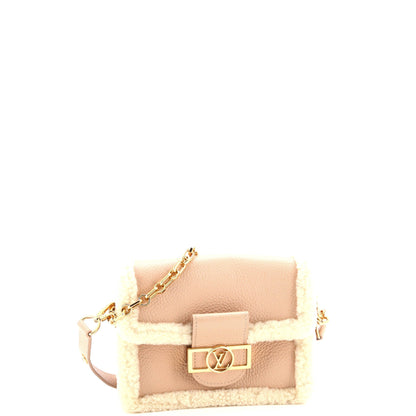 Louis Vuitton Dauphine Shoulder Bag Leather with Shearling Mini