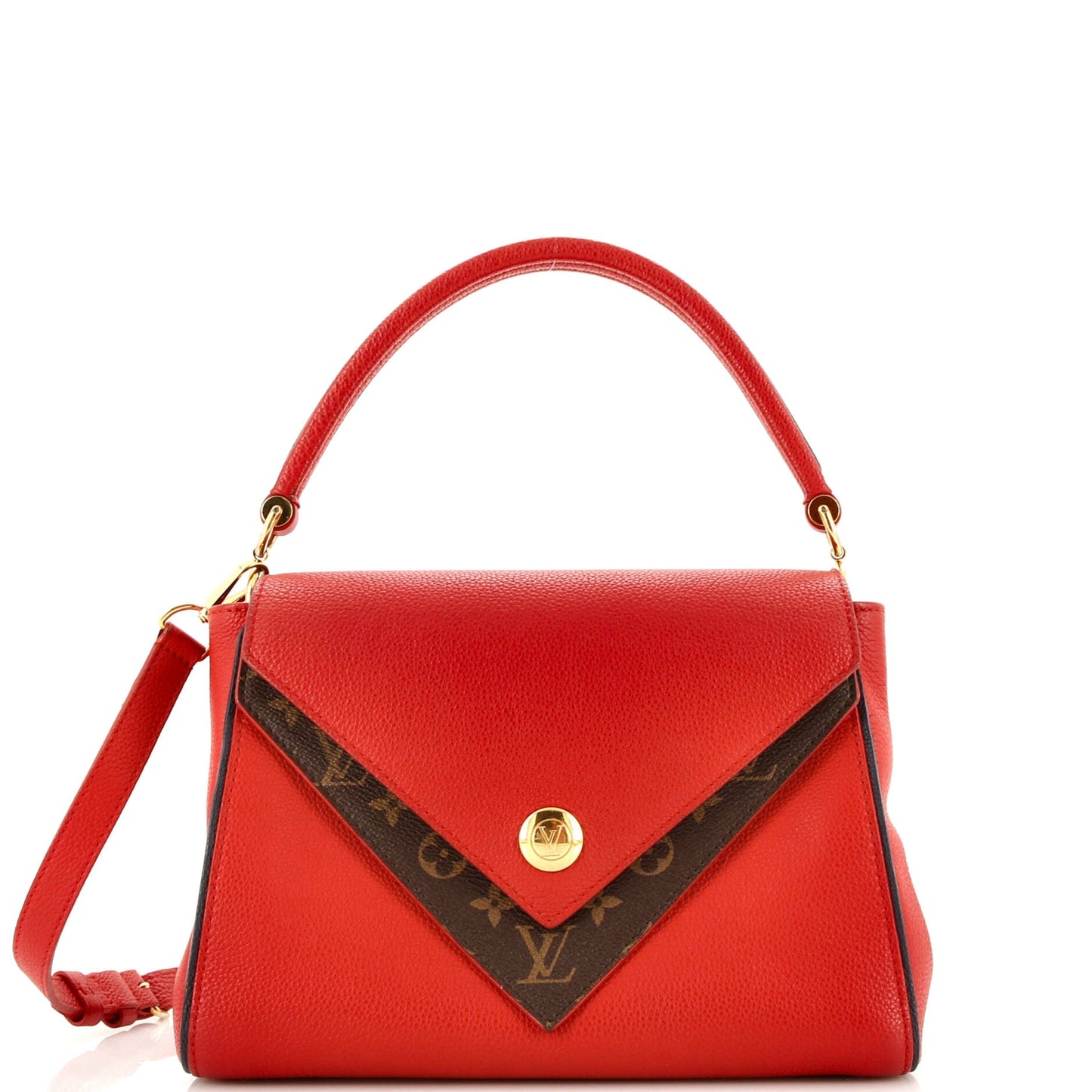 Louis Vuitton Double V Handbag Calfskin with Monogram Canvas