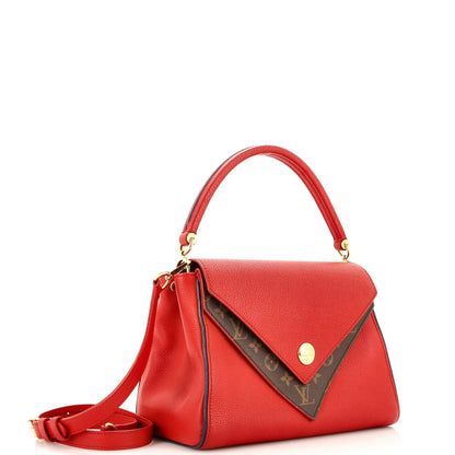 Louis Vuitton Double V Handbag Calfskin with Monogram Canvas