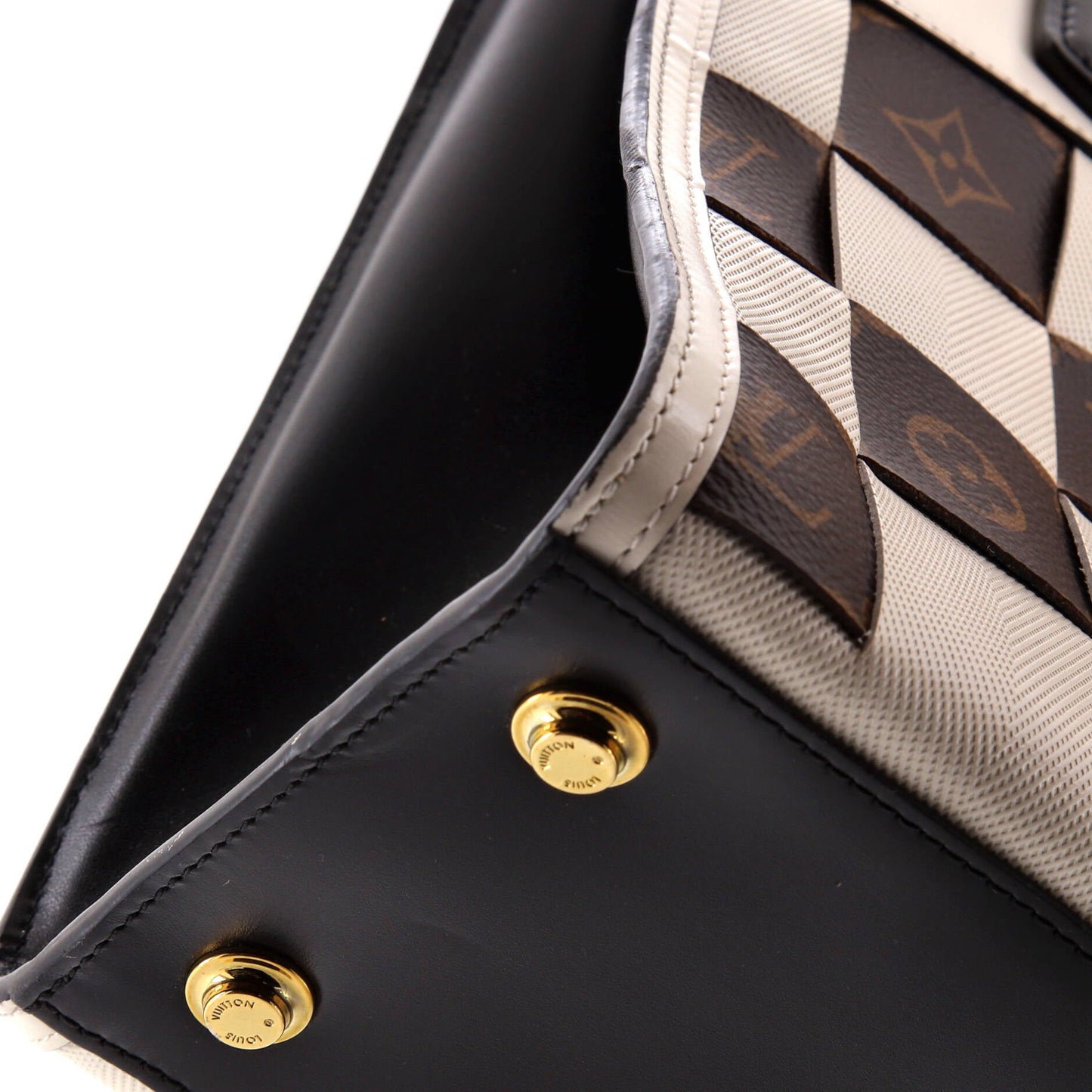 Louis Vuitton City Steamer Handbag Damier Tressage Monogram Canvas and Leather MM